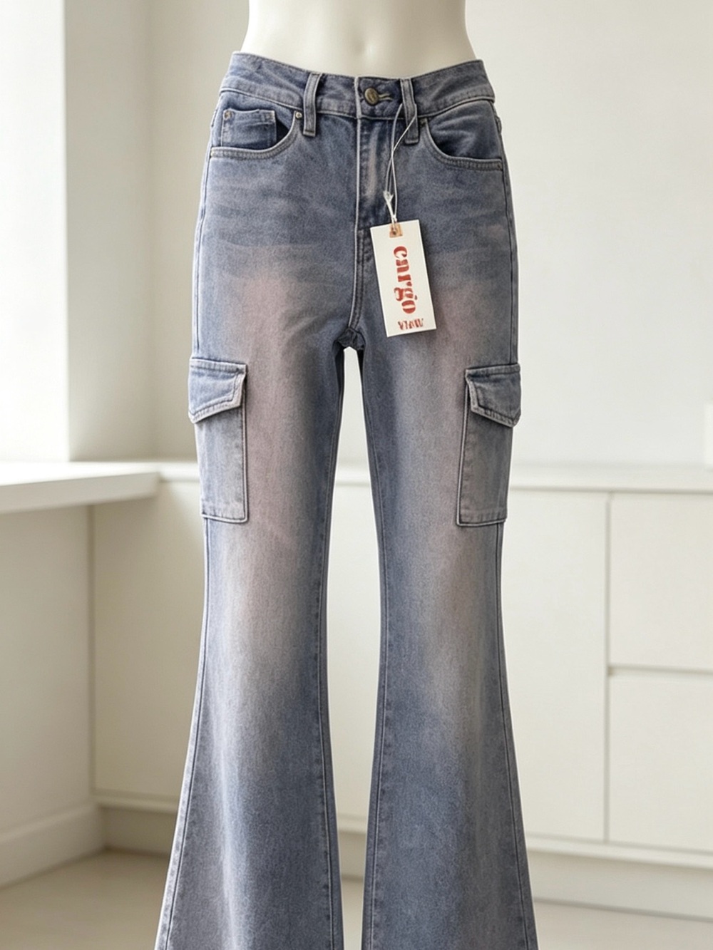 YMI Girls Cargo Flare Jeans Size 10 Pink Gradient NWT
